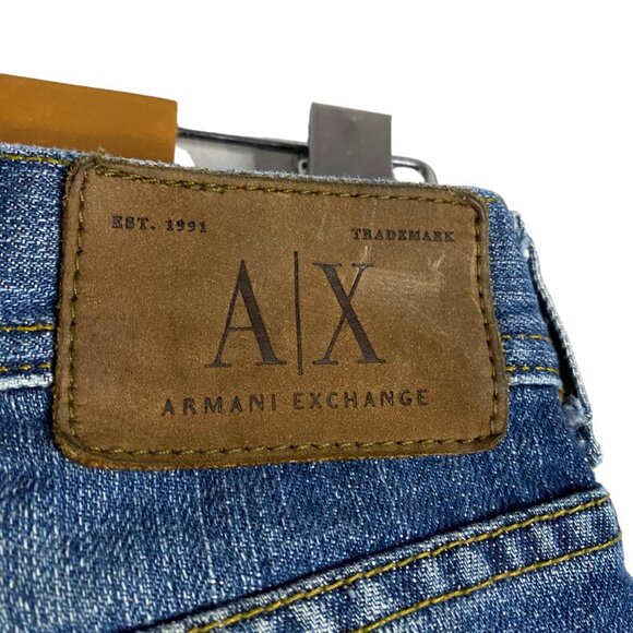 Armani Exchange Women's Viper Stone & Tint Distressed Bootcut Denim Jeans - Picture 8 of 8